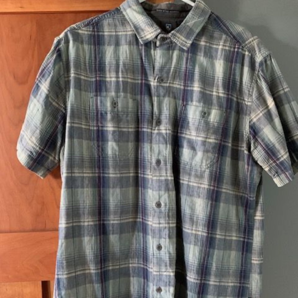 Men's Kuhl Short-Sleeved  Plaid Button-Up Shirt, Size Men's Large